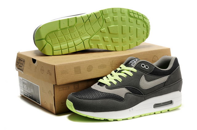 Mens Nike Air Max 87 Premium In Grey Green Shoes - Click Image to Close